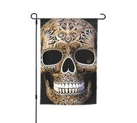 Drapeau de jardin imprimé tête de mort 30,5 x 45,7 cm, bannière double face pour extérieur, vacances, cour, porche, terrasse, arrière-cour, décoration printemps-été