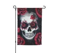 Drapeau de jardin imprimé tête de mort rose 30,5 x 45,7 cm, bannière double face pour extérieur, vacances, cour, porche, terrasse, arrière-cour, décoration printemps-été