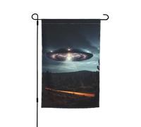 Drapeau de jardin imprimé Ufo la nuit - 30,5 x 45,7 cm - Décoration extérieure pour cour, patio, porche et pelouse