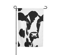 Drapeau de jardin imprimé vache noire et blanche 30,5 x 45,7 cm, bannière double face avec motif vibrant résistant à la décoloration pour porche, terrasse, pelouse et décoration d'intérieur