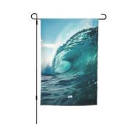 Drapeau de jardin imprimé vagues vert océan 30,5 x 45,7 cm pour décoration extérieure pour cour, patio, porche et pelouse