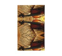 Drapeau de jardin imprimé violon et livre de 0,9 x 1,5 m, très résistant, résistant à la décoloration, œillets antirouille, pour décoration de cour et maison