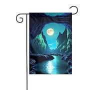 Drapeau de jardin imprimé Water Moon Cave 12 x 18 pouces, chic drapeau de jardin vertical double face, décoration pour toutes les saisons