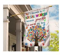 Drapeau De Jardin Jardin Signe Drapeaux De Pirate Décoration Pour Balcon Patio Arbre Des Mains Je Suis Devenue Assistante Sociale Parce Que Votre Vie Mérite Mon Temps S