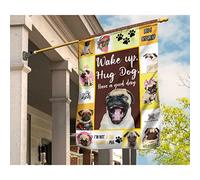 Drapeau De Jardin Jardin Signe Drôle Drapeau De Décoration Décoration Pour Balcon Porche Carlin, Animal De Compagnie, Réveillez-Vous, Câlinez-Le, Passez Une Bonne Journée M