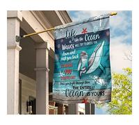 Drapeau De Jardin Jardin Signe Drôle Drapeaux De Pirate Décoration Pour Balcon Porche Motif De Plage Des Dauphins Une Fois Que Vous Les Aurez Surmontés, L'Océan Tout Entier Vous Appartiendra. M