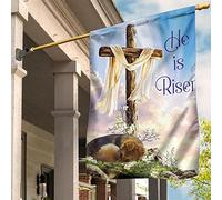 Drapeau De Jardin Jardin Signe Drôle Drapeaux De Vacances Croix Et Écharpe « Il N'Est Pas Ici, Il Est Ressuscit頻 - Croix De Pâques, Décoration De Jardin Pour Les Disciples De Jésus M