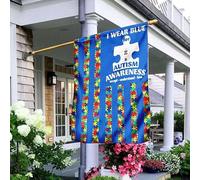 Drapeau De Jardin Jardin Signe Drôle Drapeaux De Vacances Décoration Pour Porche Balcon Maison Je Porte Du Bleu Pour La Sensibilisation À L'Autisme. Accepter, Comprendre, Aimer. S