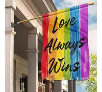 Drapeau De Jardin Jardin Signe Ésistantes À La Décoloration Drapeau De Décoration Décoration Pour Balcon Patio Maison L'Amour Triomphe Toujours - Motif Aquarelle Arc-En-Ciel De La Fierté Lgbt M