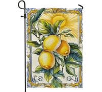 Drapeau de jardin jaune citron, drapeau d'extérieur pour l'été, décoration de jardin double face en toile de jute pour cour et terrasse, motif citron frais, 30,5 x 45,7 cm