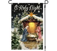 Drapeau de jardin Jésus de Noël double face à l'extérieur, O Holy Night Winter Christian Outdoor Christmas Holiday Yar