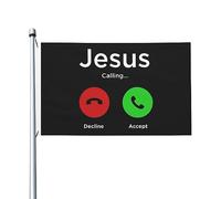 Drapeau De Jardin Jésus M'Appelle Et Je Dois Y Aller Drapeau Extérieur Diversité Drapeaux Personnalisé Pour Décoration D'Halloween, Cadeau De Noë, Terrasse, 90X150cm