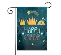 Drapeau de jardin « Joyeuse Épiphanie » 30 x 45 cm, double face, décoration extérieure pour la maison et le jardin.