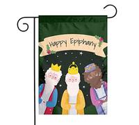 Drapeau de jardin « Joyeuse Épiphanie » des Rois mages, 30 x 45 cm, double face, décoration extérieure pour les fêtes, jardin ou maison.