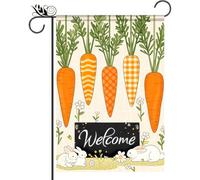 Drapeau De Jardin Joyeuses Pâques Bienvenue Pâques Lapin Carotte Printemps Pride Flag Premium Drapeaus Décoratif Amusante Garden Flag Pour Home Patio Pelouse 30X45Cm