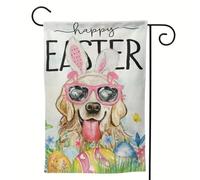 Drapeau de jardin Joyeuses Pâques,drapeau de jardin de Pâques, 17,7 x 11,8 pouces Drapeaux de cour de chat dans des oreilles de lapin, Drapeau de printemps de bannière de Pâques, faveur de vacances po