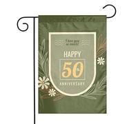 Drapeau de jardin « Joyeux 50e anniversaire de mariage » 30 x 45 cm, double face, décoration pour jardin ou maison