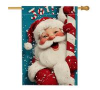 Drapeau de jardin Joyful Santa Claus - Bannière de décoration de Noël rouge et blanche - Double face en toile de jute - Décoration de pelouse - 71 x 101 cm
