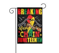 Drapeau de jardin Juneteenth « Briser toutes les chaînes depuis 1865 » 12 x 18 pouces Drapeaux extérieurs double face Bannières de bienvenue Drapeau de vacances pour décoration de jardin de fête