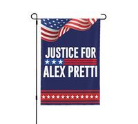 Drapeau de jardin « Justice pour Alex Pretti » 12x18 ; Panneau de jardin « Que Dieu bénisse Pretti » ; Drapeau de maison ; Sans support ; Double face