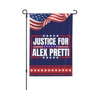 Drapeau de jardin « Justice pour Alex Pretti » 12x18 ; Panneau de jardin « Que Dieu bénisse Pretti » ; Drapeau de maison ; Sans support ; Double face