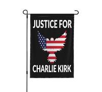 Drapeau de jardin Justice pour Charlie Kirk, bannières verticales double face pour l'extérieur, décoration extérieure de fête, de vacances, de jardin, de maison, 71 x 101 cm