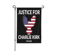 Drapeau de jardin Justice pour Charlie Kirk, bannières verticales double face pour l'extérieur, décoration extérieure de fête, de vacances, de jardin, de maison, 71 x 101 cm