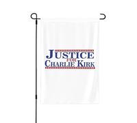 Drapeau de jardin « Justice pour Charlie Kirk » bleu rouge 30,5 cm x 45,7 cm, bannière double face sans mât