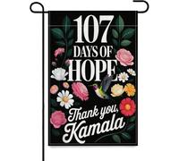 Drapeau de jardin Kamala « Flowers 107 Days of Hope Thank You » - Double face - Décoration extérieure vibrante pour cour, porche, ou