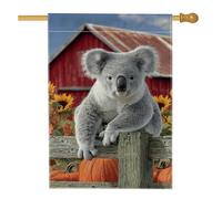 Drapeau de jardin koala de récolte d'automne, bannière décorative d'animal gris, double face, citrouille, tournesol, décoration de pelouse, accessoires d'extérieur pour la maison, 71,1 x 101,6 cm