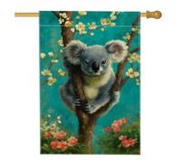 Drapeau de jardin koala mignon printemps été, bannière de décoration d'intérieur, bannière double face en toile de jute, décoration de pelouse extérieure, 71,1 x 101,6 cm