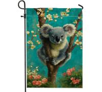 Drapeau de jardin koala mignon printemps-été, bannière de décoration d'intérieur, bannière double face en toile de jute, décoration de pelouse extérieure, 30,5 x 45,7 cm