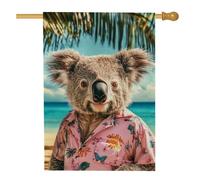 Drapeau de jardin koala tropical d'été, bannière de décoration d'intérieur hawaïenne, bannière double face en toile de jute pour décoration de pelouse extérieure, 71,1 x 101,6 cm