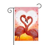 Drapeau De Jardin La Saint-Valentin, un couple de flamants roses au Flagge | Balcon 30x45cm résistant Bannière Décoration pelouse drapeaux Chambre à Coucher Patio