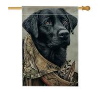 Drapeau de jardin labrador retriever noir automne hiver, décoration de chien de chasse, bannière de pelouse extérieure, plumes double face, drapeau naturel, décoration saisonnière de la maison, 71 x