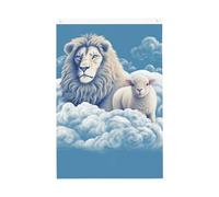 Drapeau de jardin « Lamb with A Lion Welcome » - 61 x 91 cm - Ne se décolore pas - Double face - Bannière d'extérieur pour cour, porche, pelouse