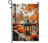 Drapeau de jardin lanterne d'automne - Bannière de décoration d'intérieur - Double face en toile de jute - Décoration extérieure de vacances - 30,5 x 45,7 cm