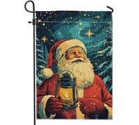 Drapeau de jardin lanterne Père Noël, drapeau de Noël rouge pour décoration extérieure, drapeau de cour double face pour vacances d'hiver, décoration de jardin de Noël, panneau de terrasse confortable