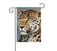 Drapeau de jardin léopard animal double face 30 x 45 cm drapeaux de décoration de Noël en plein air drapeau durable cour