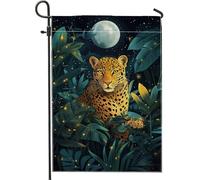 Drapeau de jardin léopard de la jungle, grand chat à pois dorés, drapeau de cour saisonnier double face pour décoration de maison et de pelouse, 30,5 x 45,7 cm
