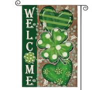 Drapeau De Jardin Les Trèfles Et Les Cœurs De La Saint-Patrick Sont Les Bienvenus À Wd Garden Flag Amusante Drapeaus Décoratif Premium Drapeau De Bienvenue Pour Home Pelouse Pavillon 30X45Cm