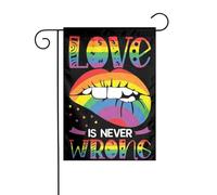 Drapeau de jardin LGBT Gay Pride arc-en-ciel « Love Is Never Wrons » 30,5 x 45,7 cm, double face, pour extérieur, bannières de bienvenue, décoration de fête, de jardin