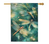 Drapeau de jardin libellule d'été, bannière bleue et verte, décoration d'intérieur inspirée de la nature, décoration de jardin extérieur, drapeau de cour saisonnier double face, 71 x 101 cm