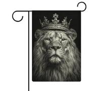 Drapeau de jardin Lion avec une couronne - En toile de jute - Double face - 30,5 x 45,7 cm