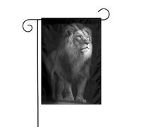 Drapeau de jardin lion noir et blanc 30 x 45 cm vertical double face ferme vacances décorations extérieures drapeau cour drapeau