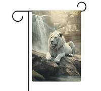 Drapeau de jardin lion sur rocher 30,5 x 45,7 cm double face drapeau extérieur drapeau d'été drapeau floral bienvenue drapeaux de jardin saisonniers décorations de vacances