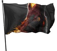 Drapeau de jardin loup hurlant saisonnier, drapeau de démonstration 3 x 5 pieds décorations pour la maison extérieure