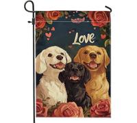 Drapeau de jardin Love Dogs - Portraits d'animaux colorés - Décoration d'extérieur double face en toile de jute - Cadeau pour les amoureux des chiens - Décoration de jardin pour le printemps et l'été