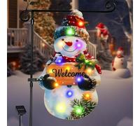 Drapeau de jardin lumineux de 55,9 x 33 cm - Drapeau navidad solaire double face à DEL avec 8 modes - Décorations de Noël extérieures pour terrasse, pelouse, porche (71,1 x 101,6 cm)