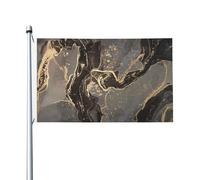 Drapeau de jardin luxueux en polyester double face, motif marbre noir et or, 152 cm x 91 cm, avec œillets